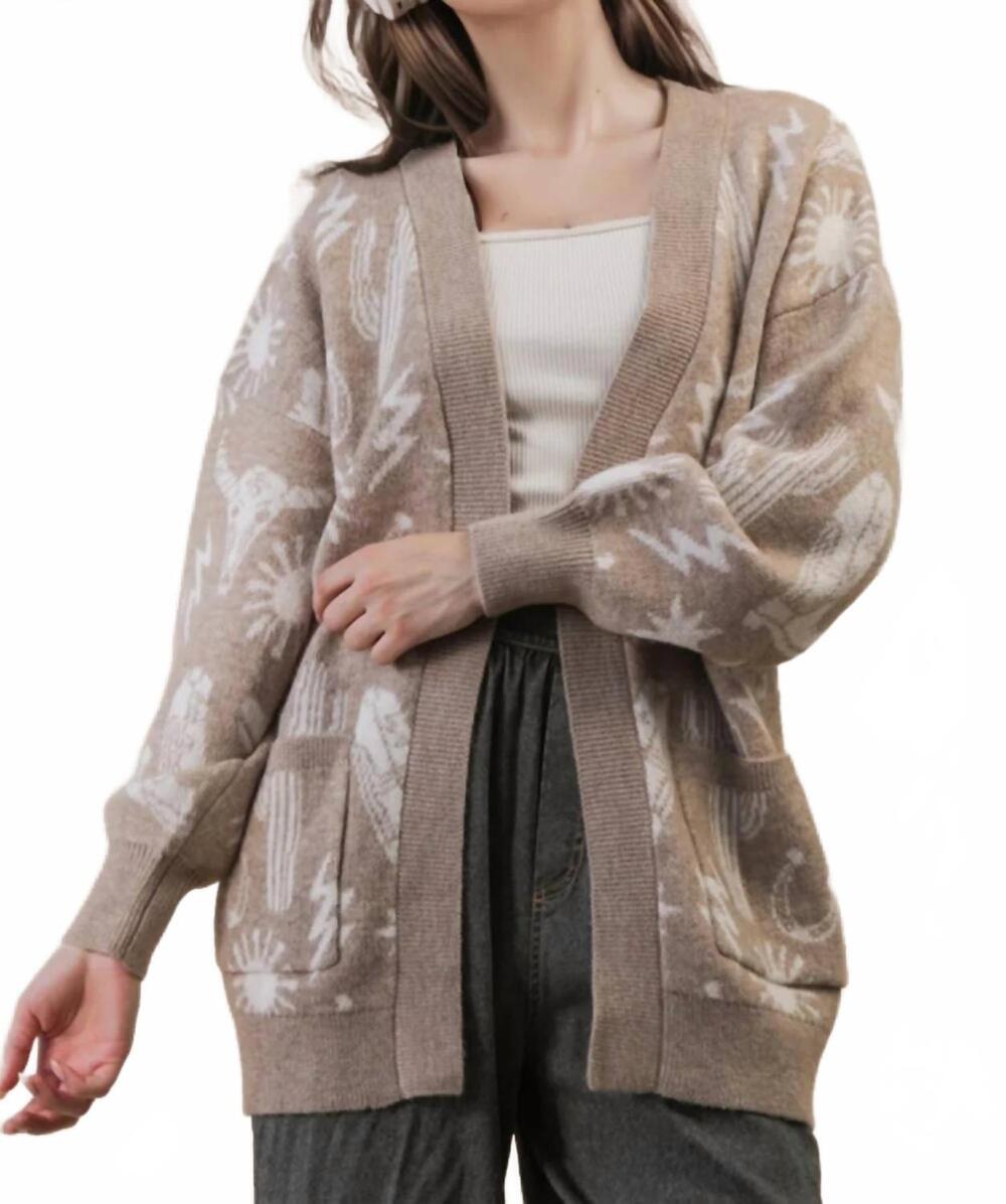 NEW VERY J oversized western cardigan in beige